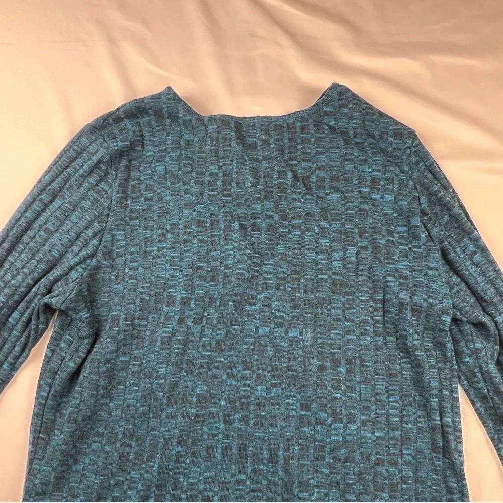 Chenault - Women’s Lightweight Sweater - M - Med Blue -Criss Cross Front -V Neck